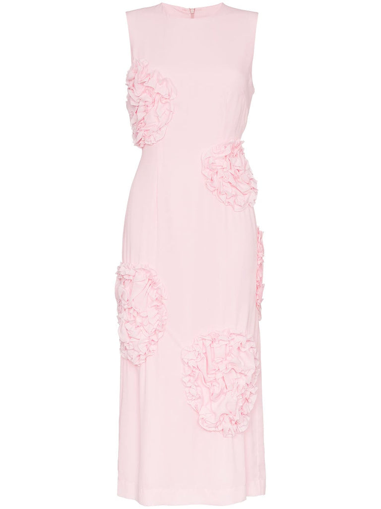 sleeveless rose embellished dress