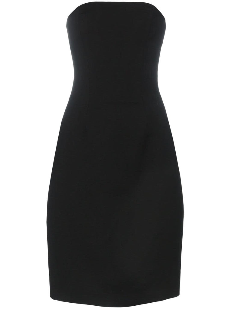 strapless fitted wool dress