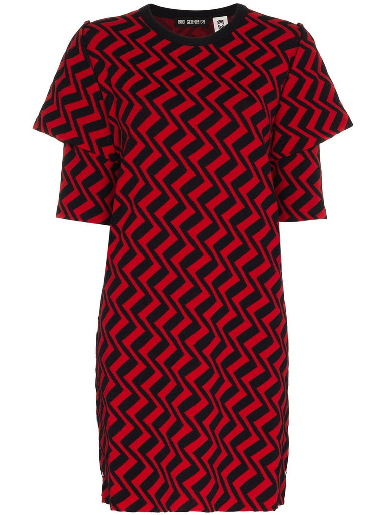 Zig Zag Intarsia Knit Dress