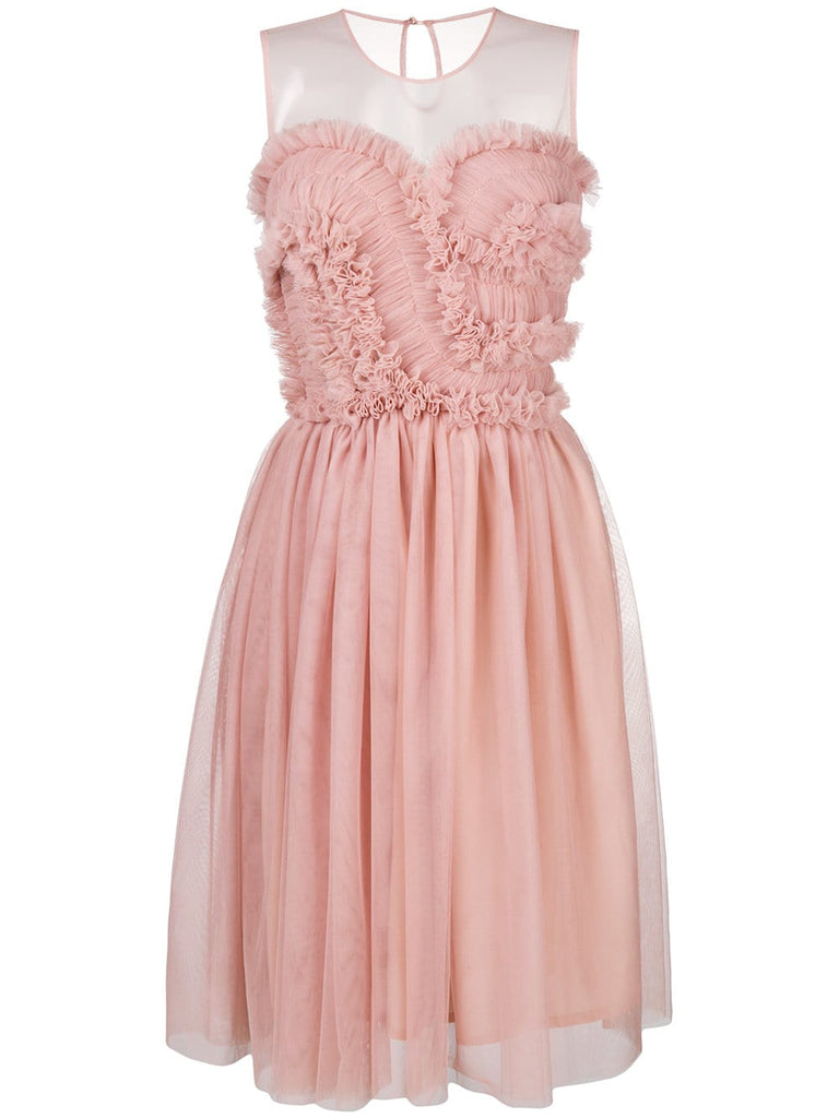 frill tulle midi dress