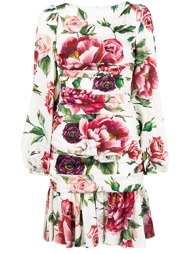 printed ruched waist dress