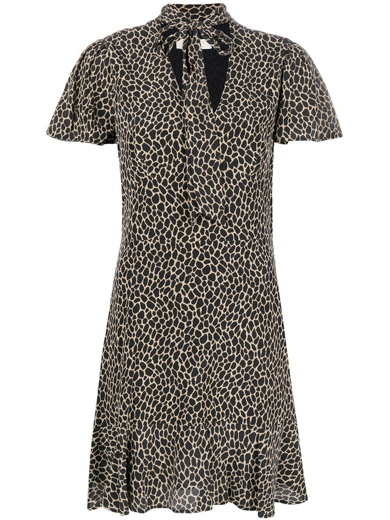 patterned tie neck dress