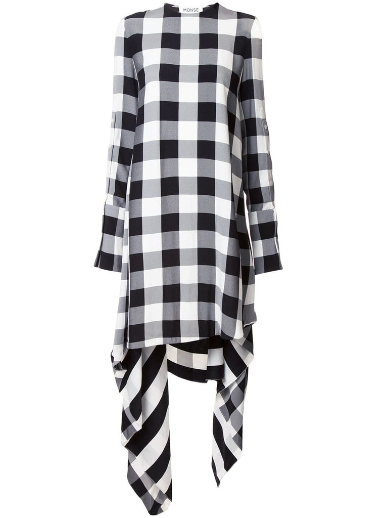 checked asymmetric dress