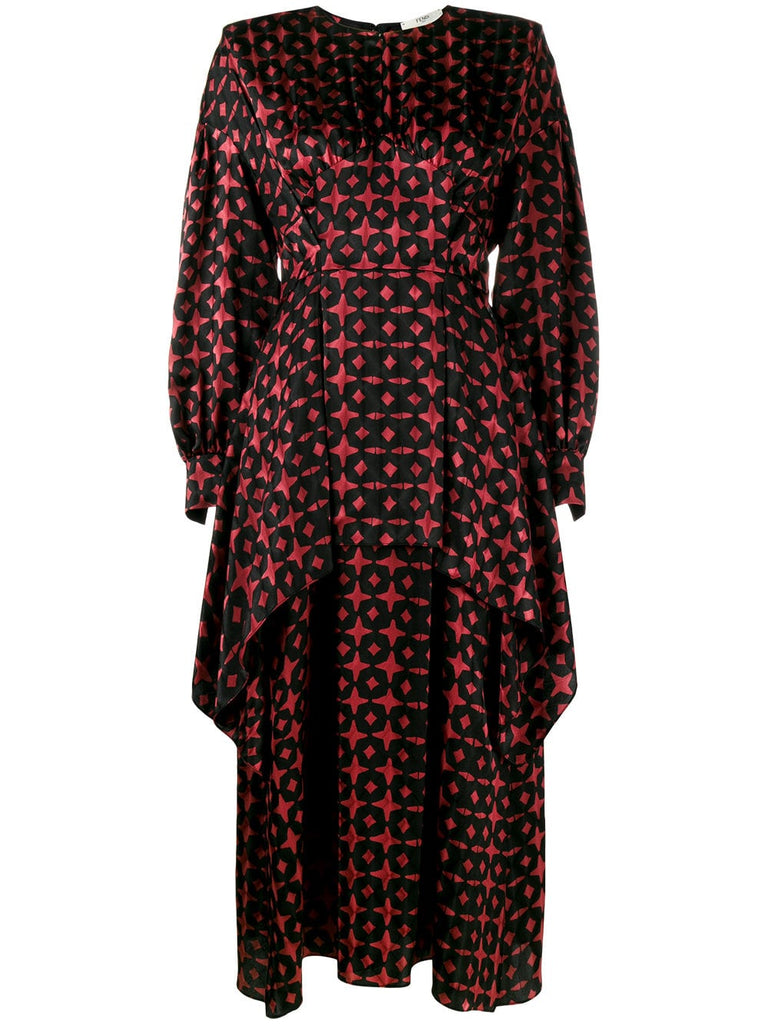 Printed Silk Dress with Asymmetric Layers