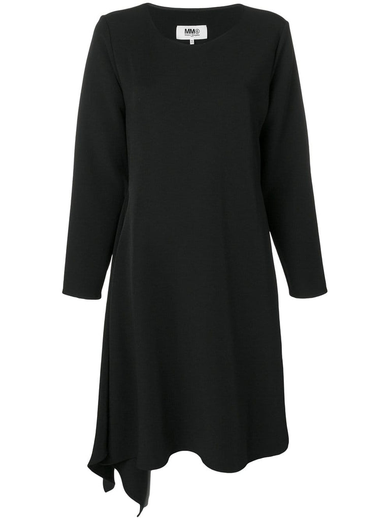 asymmetric long-sleeve midi dress