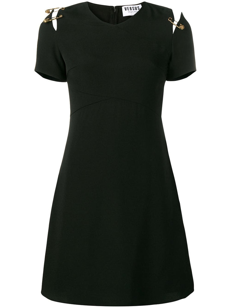 v-neck safety pin dress