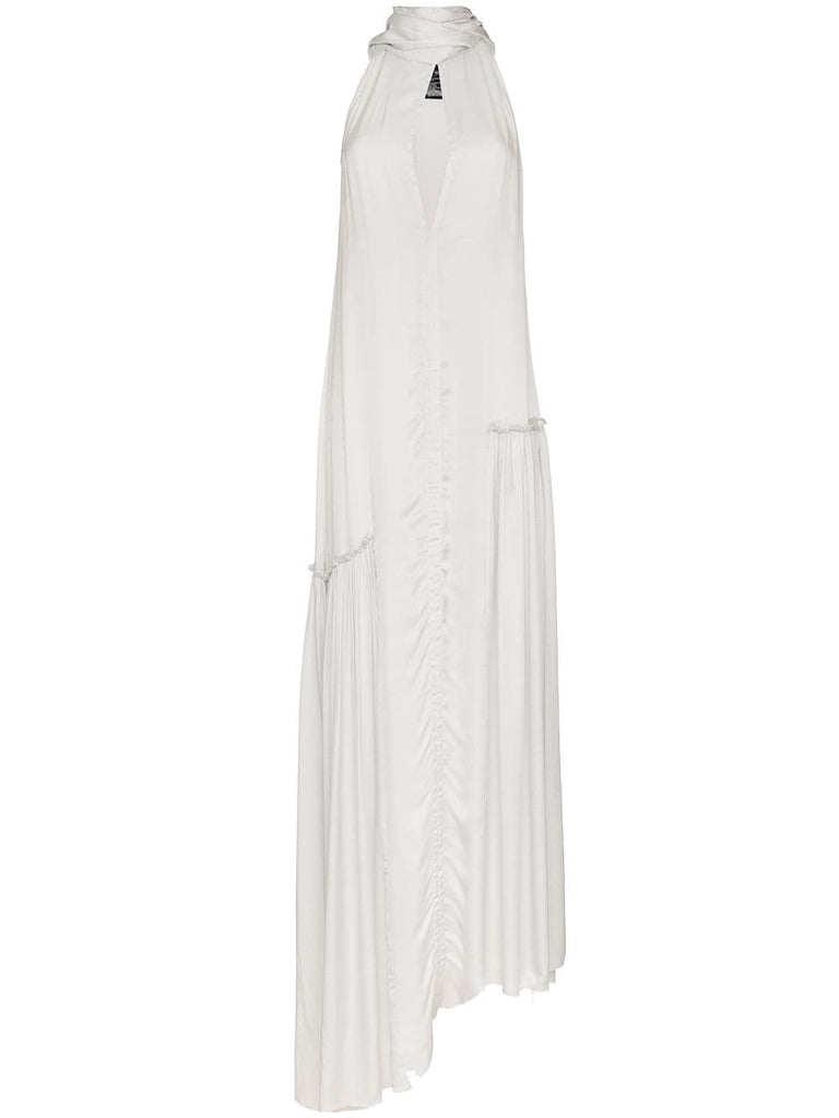 asymmetric hem silk-blend maxi dress