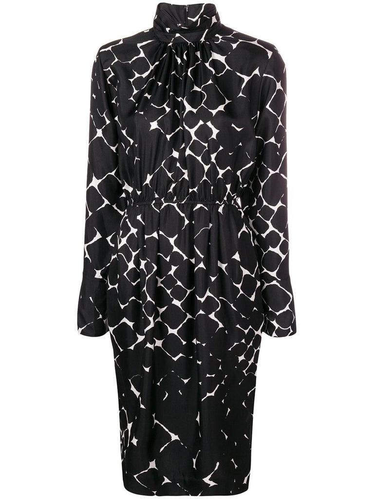 abstract diamond-print dress