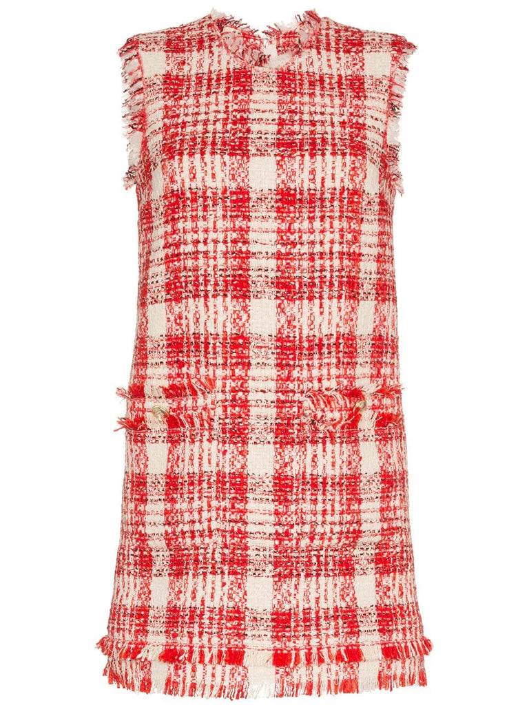 check tweed mini dress