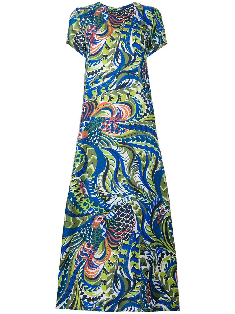 long length patterned swing dress