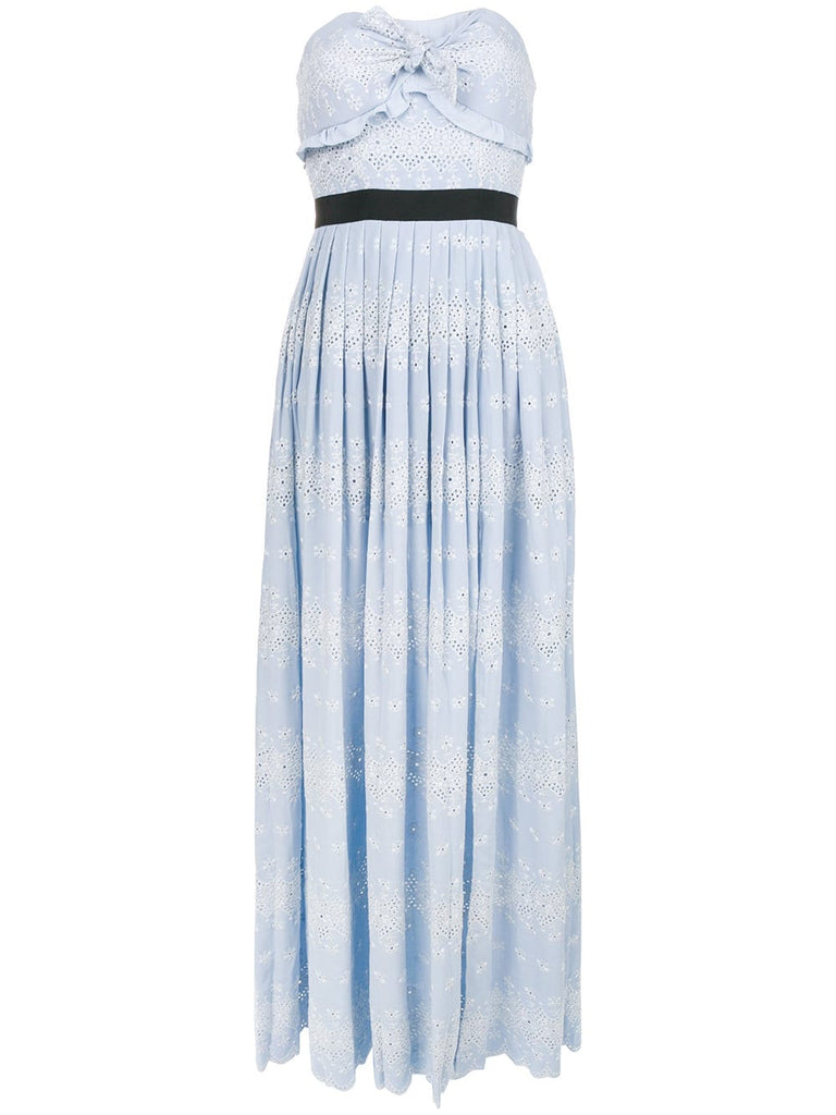 strapless pleated long dress