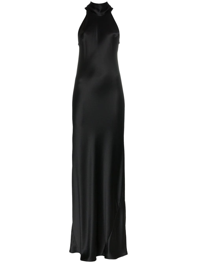 Siena silk tie neck full-length dress