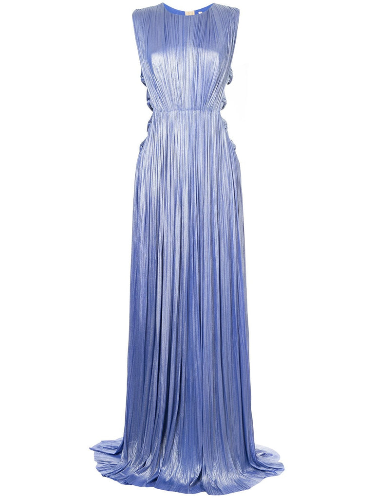 pleated design cut out sides gown