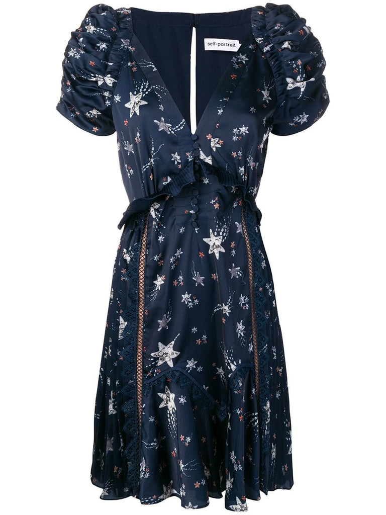 star print ruffle dress