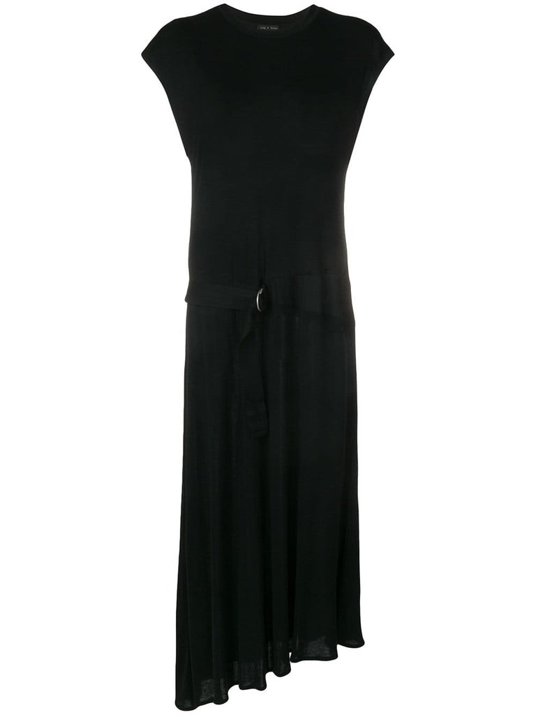 asymmetric tie waist dress