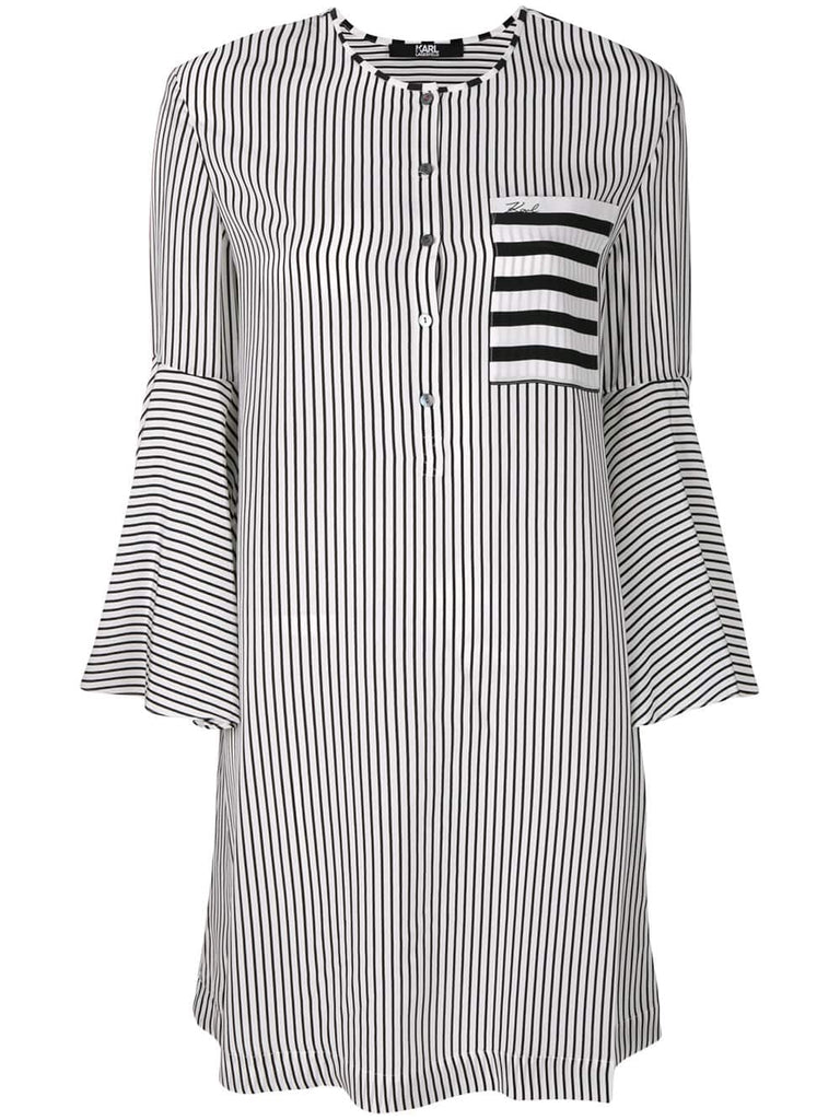 striped bell sleeved dress