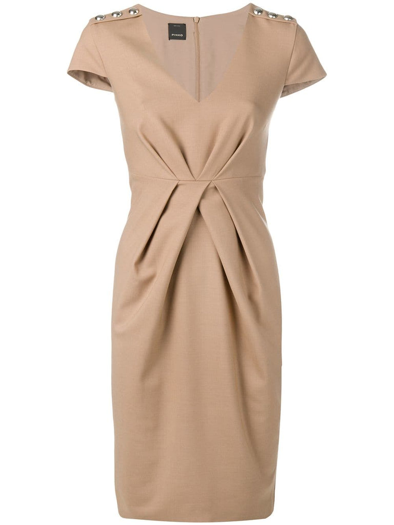 ruched shift midi dress