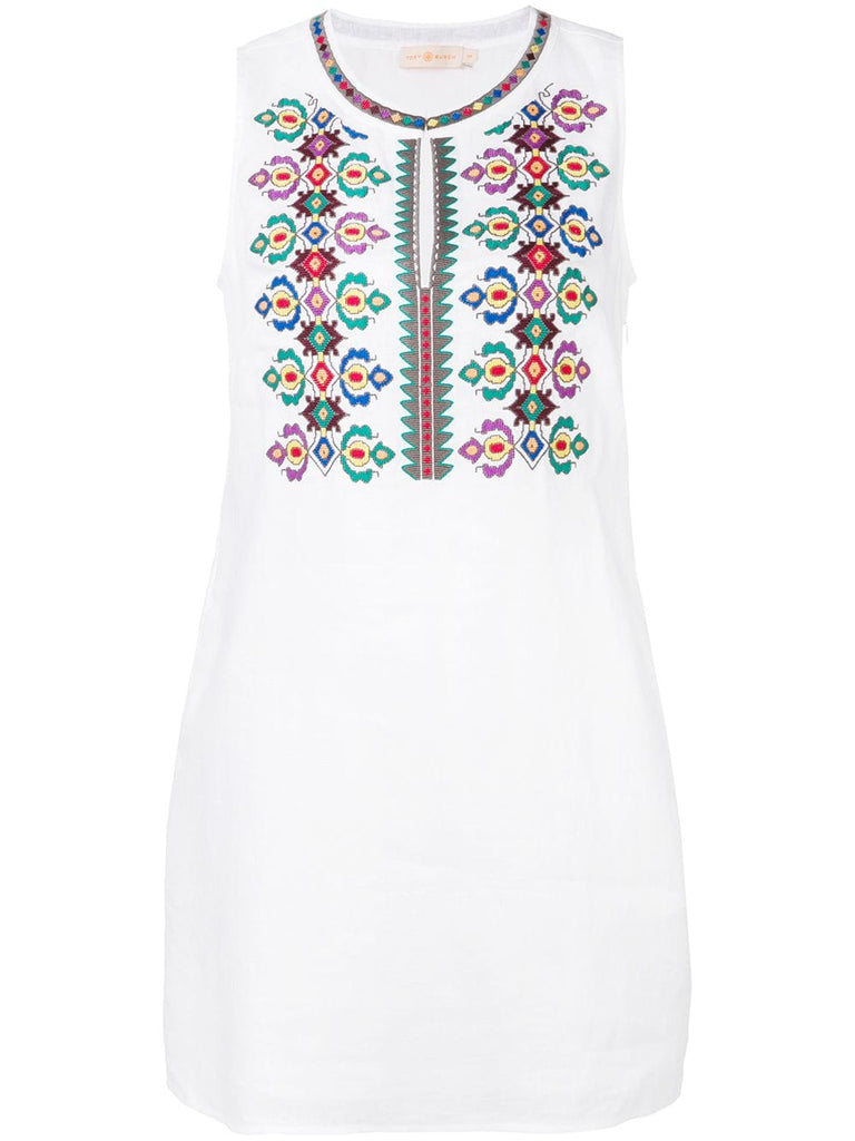 embroidered shift dress