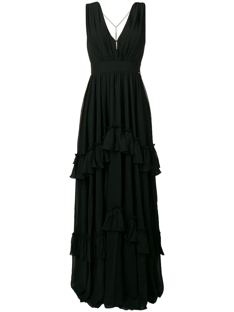 tiered long empire dress