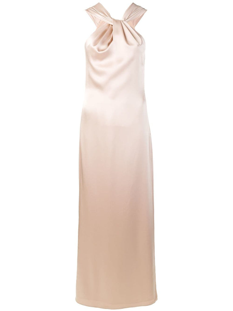 crossed neck gown