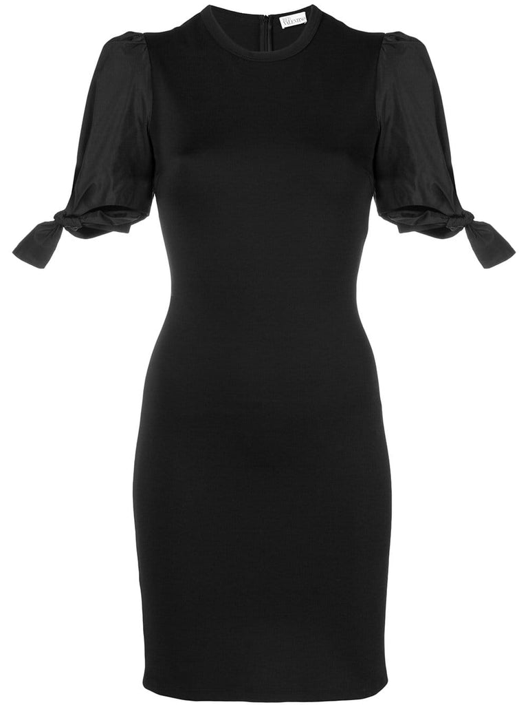 tied-sleeves fitted dress