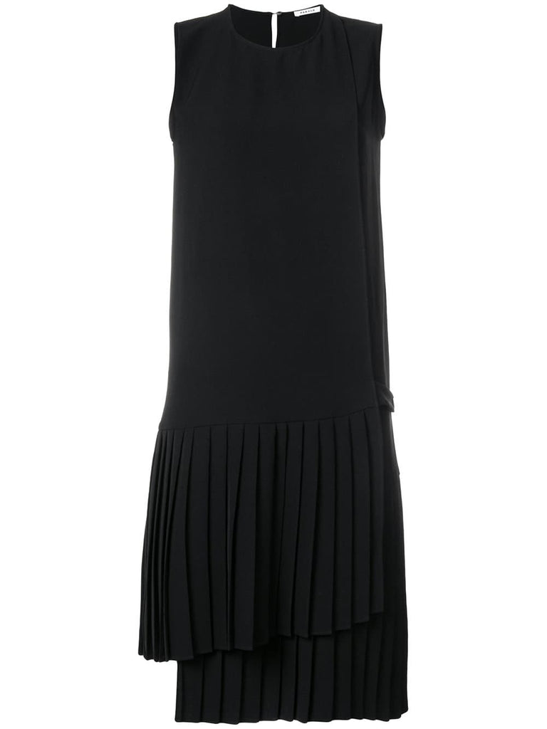 asymmetric pleated hem dress