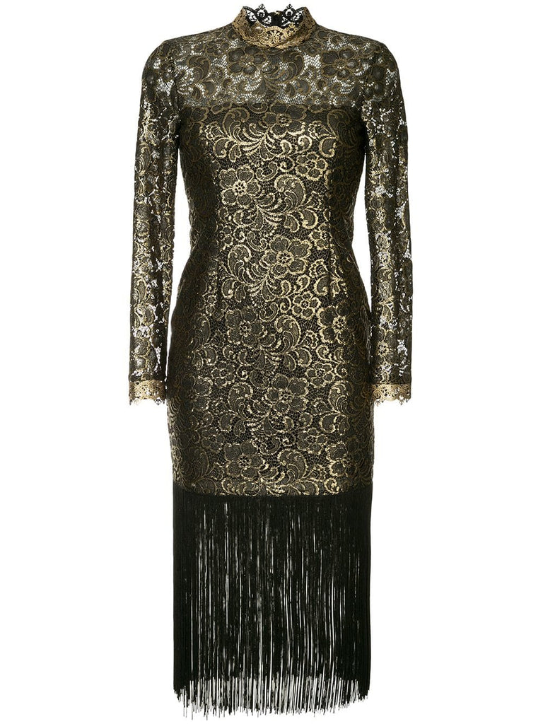 metallic lace fringed ress