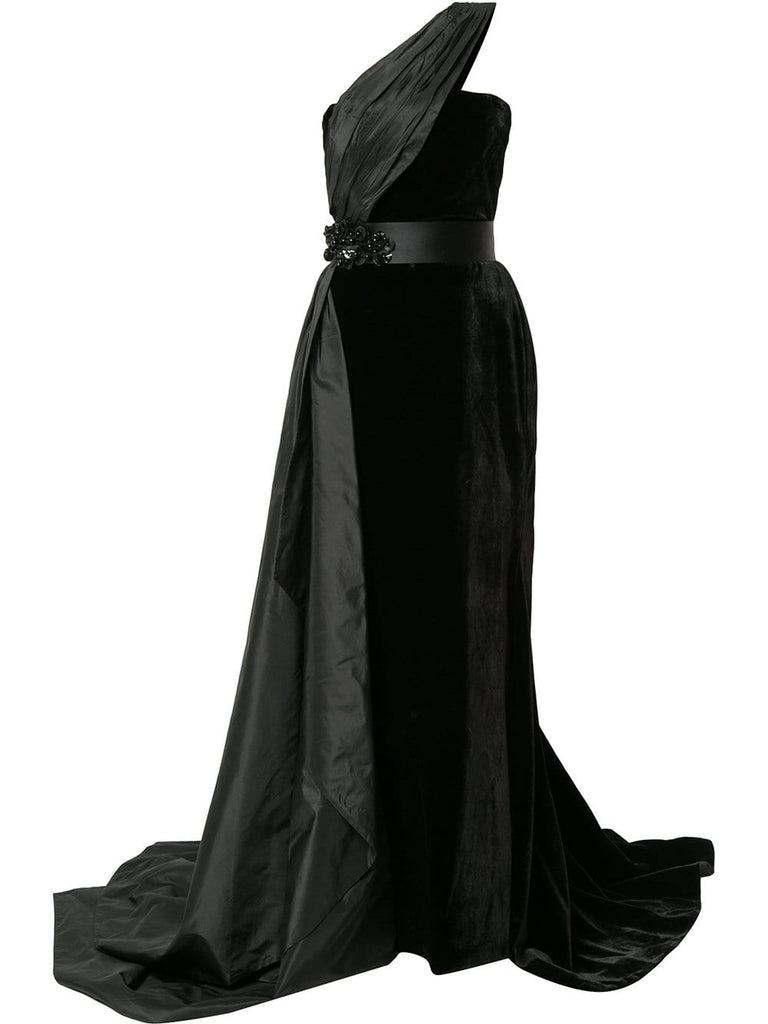 asymmetric fish-tail gown