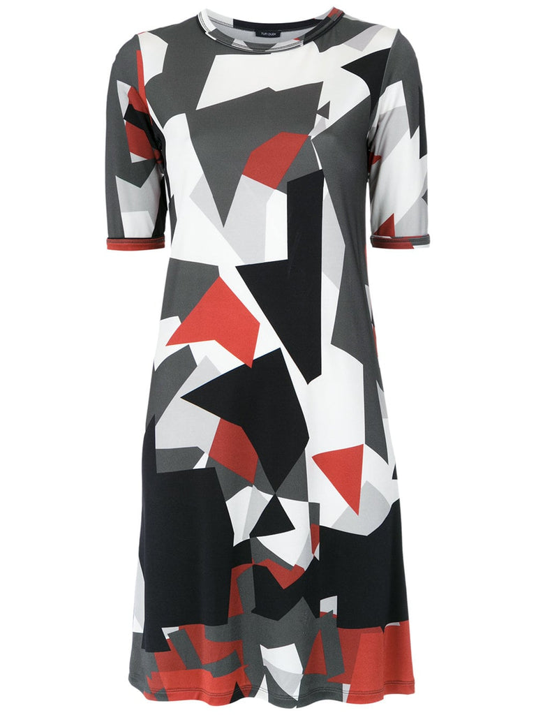 geometric print shift dress