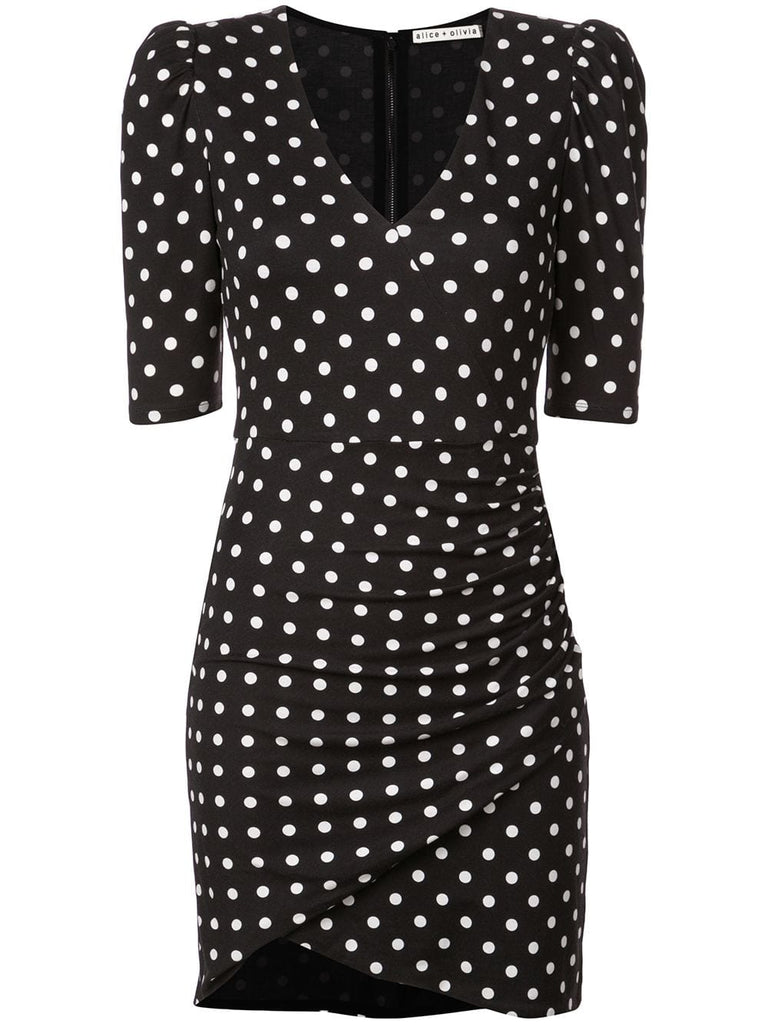 polka dot ruched short dress