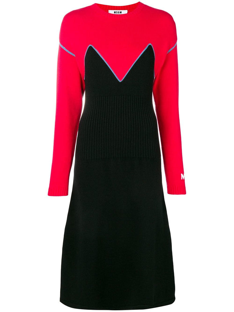 colour-block knitted dress