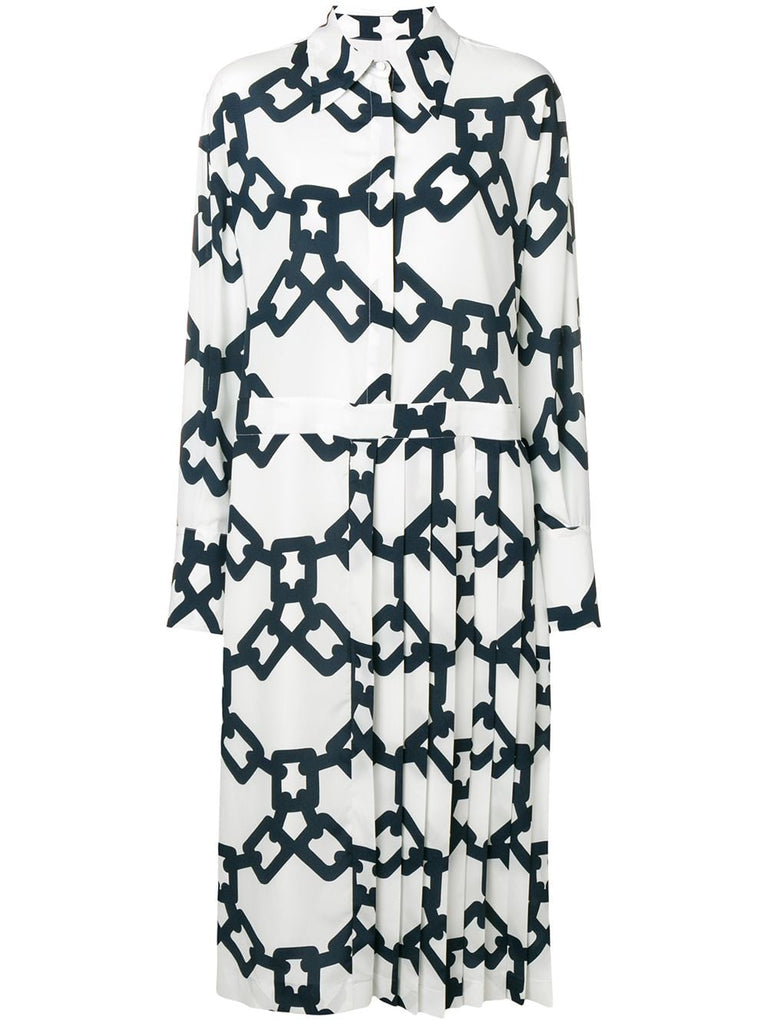 chain-print pleated dress