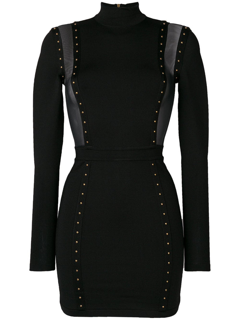 studded mesh panelled dress