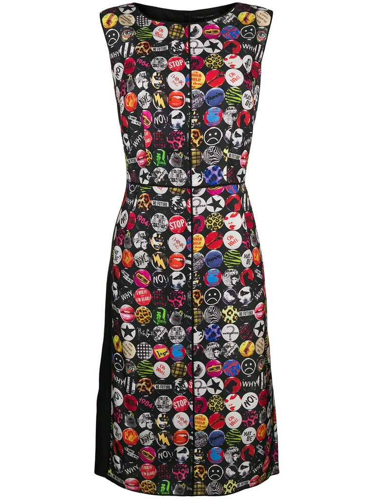 badge-print midi dress