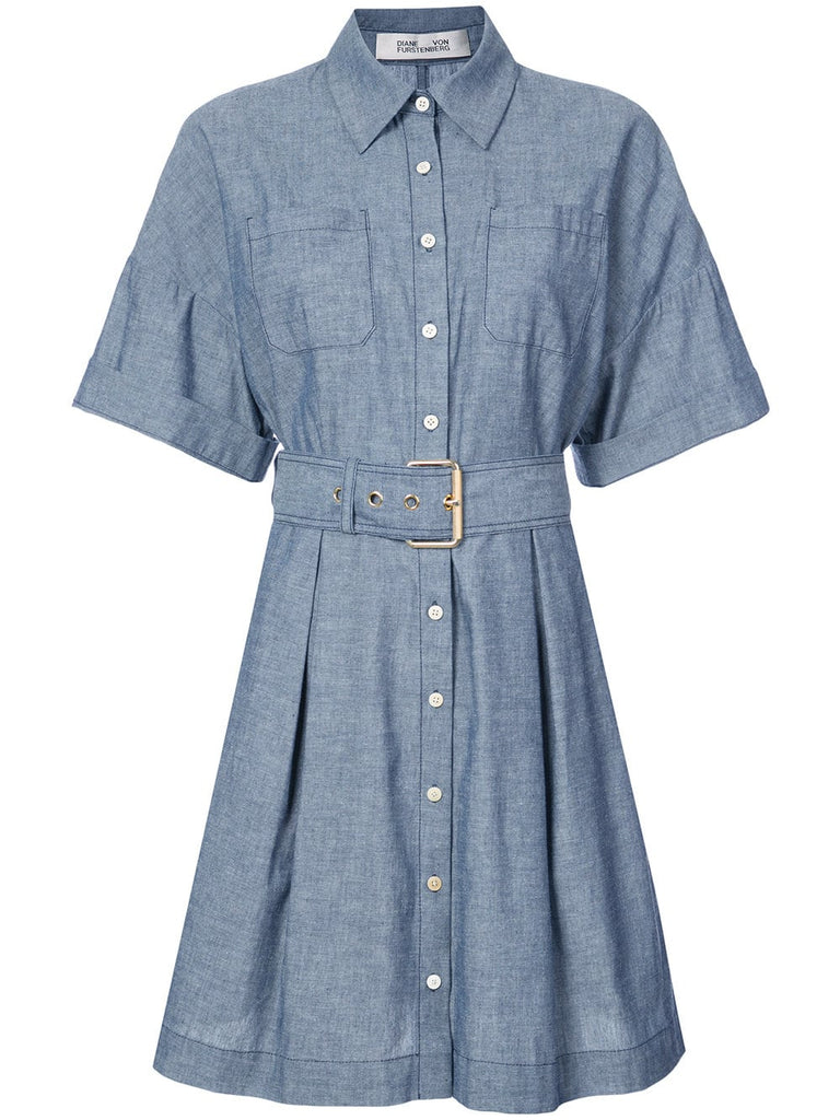 belted chambray dress