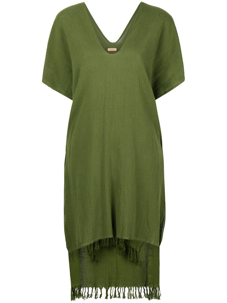 jute fringed poncho dress