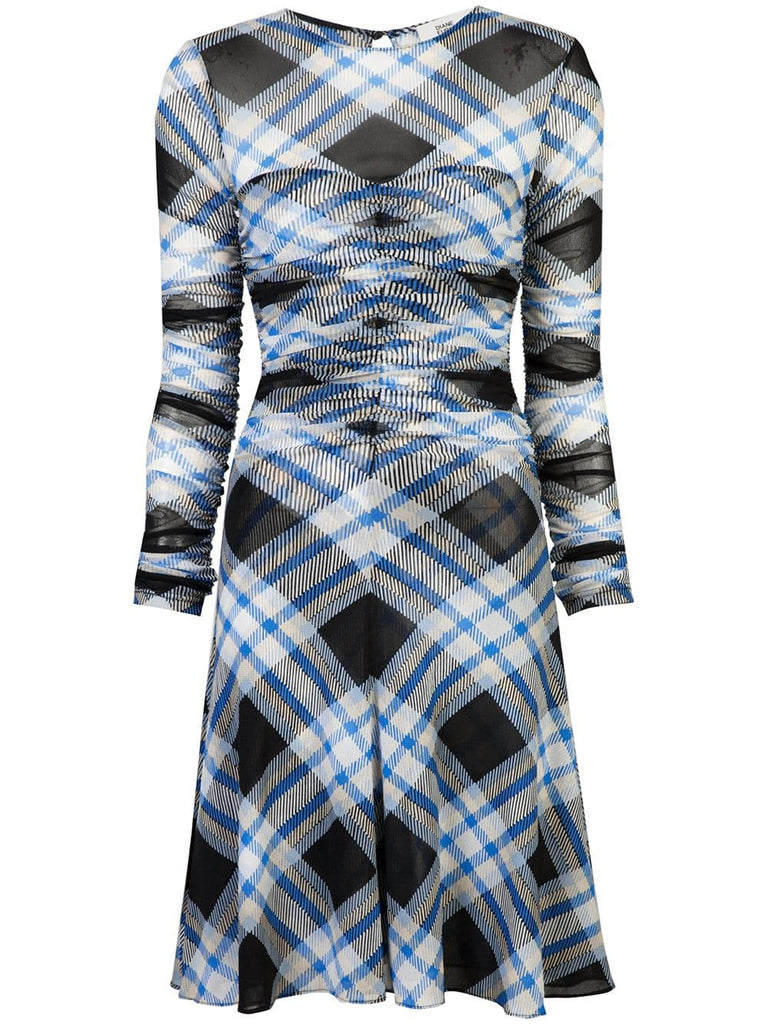 ruched checked dress