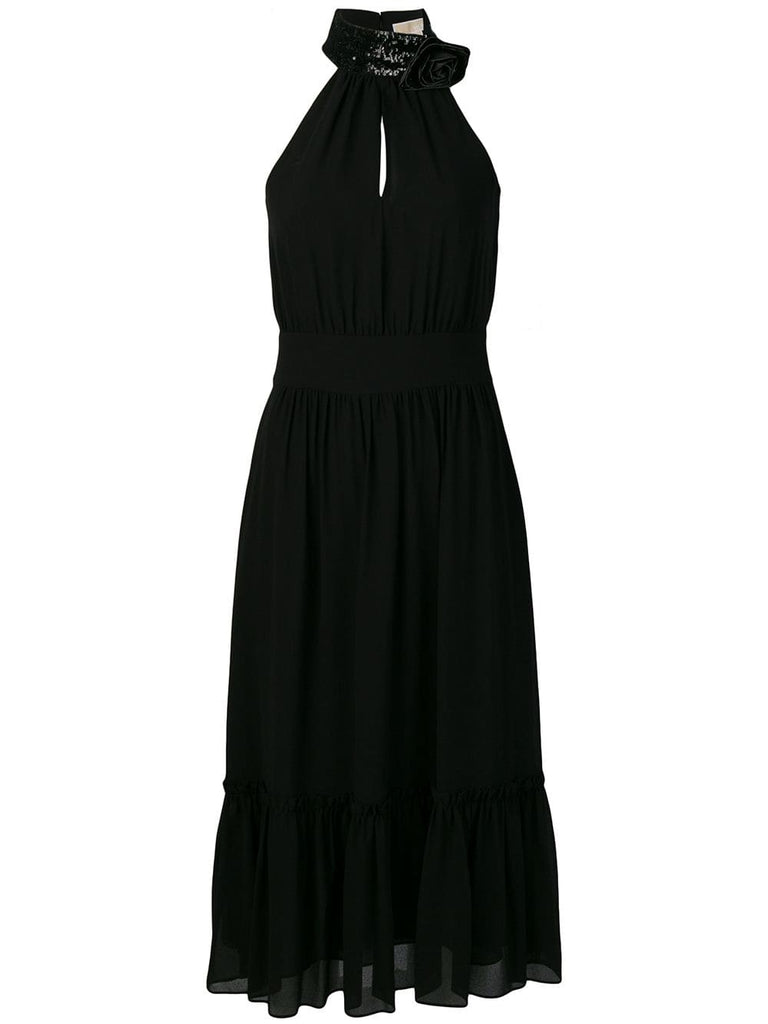 halterneck midi dress