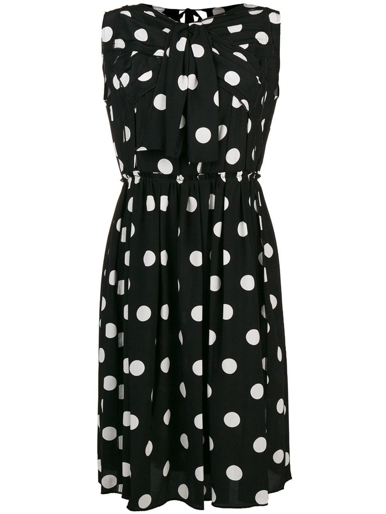 polka dot bow-detail dress