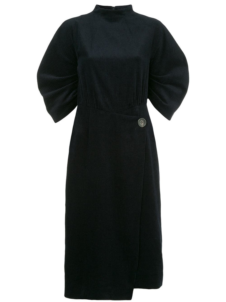 puff sleeve corduroy dress