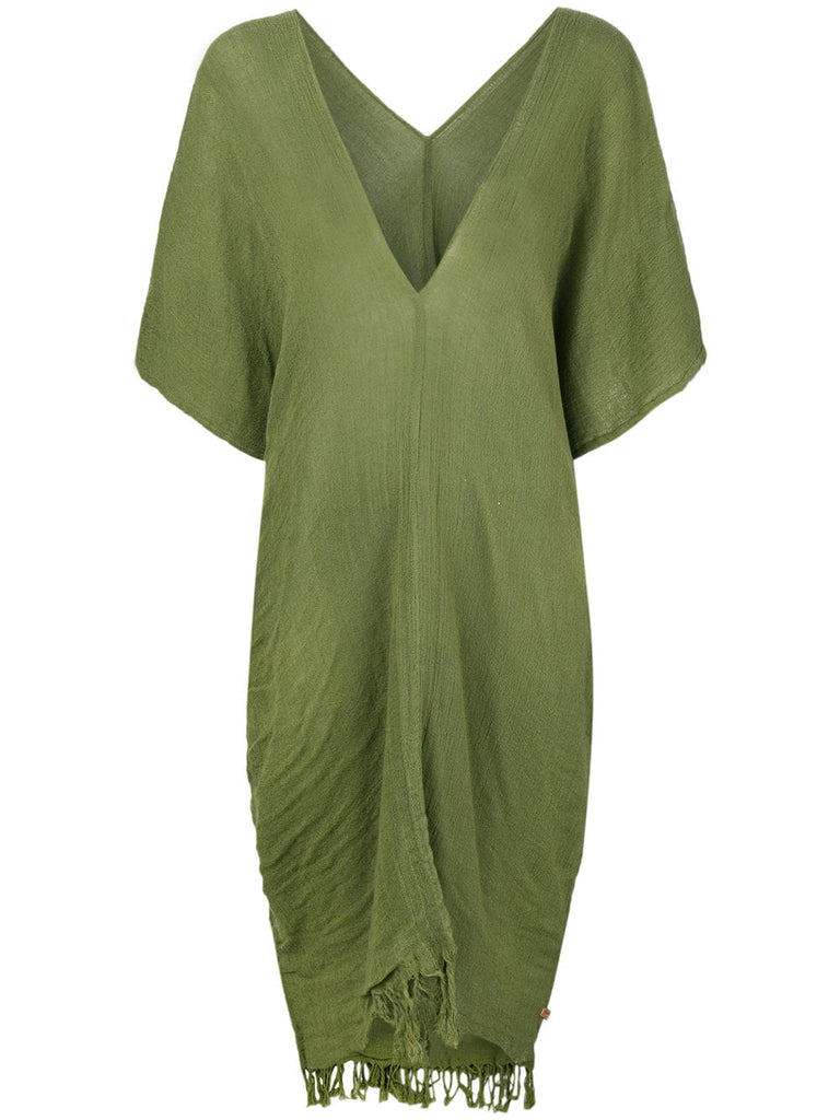 short sleeved fringed kaftan