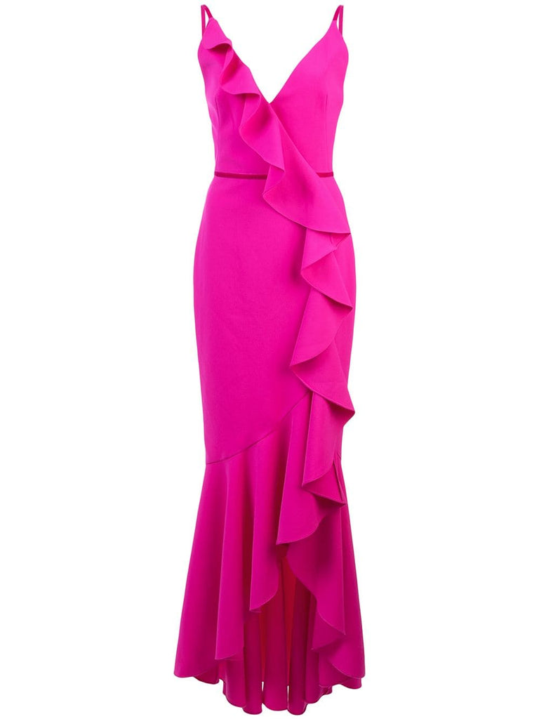 V-neck crepe gown