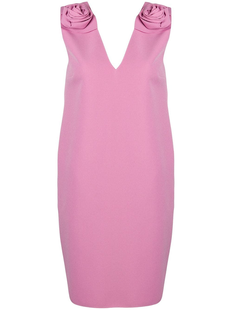 rose detail V-neck dress