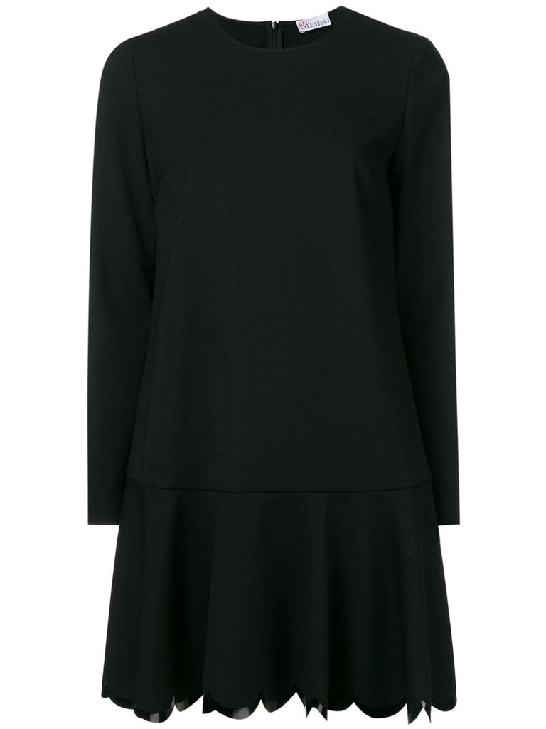 scallop hem shift dress