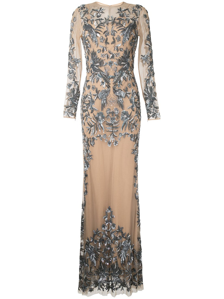 embellished nude effect gown