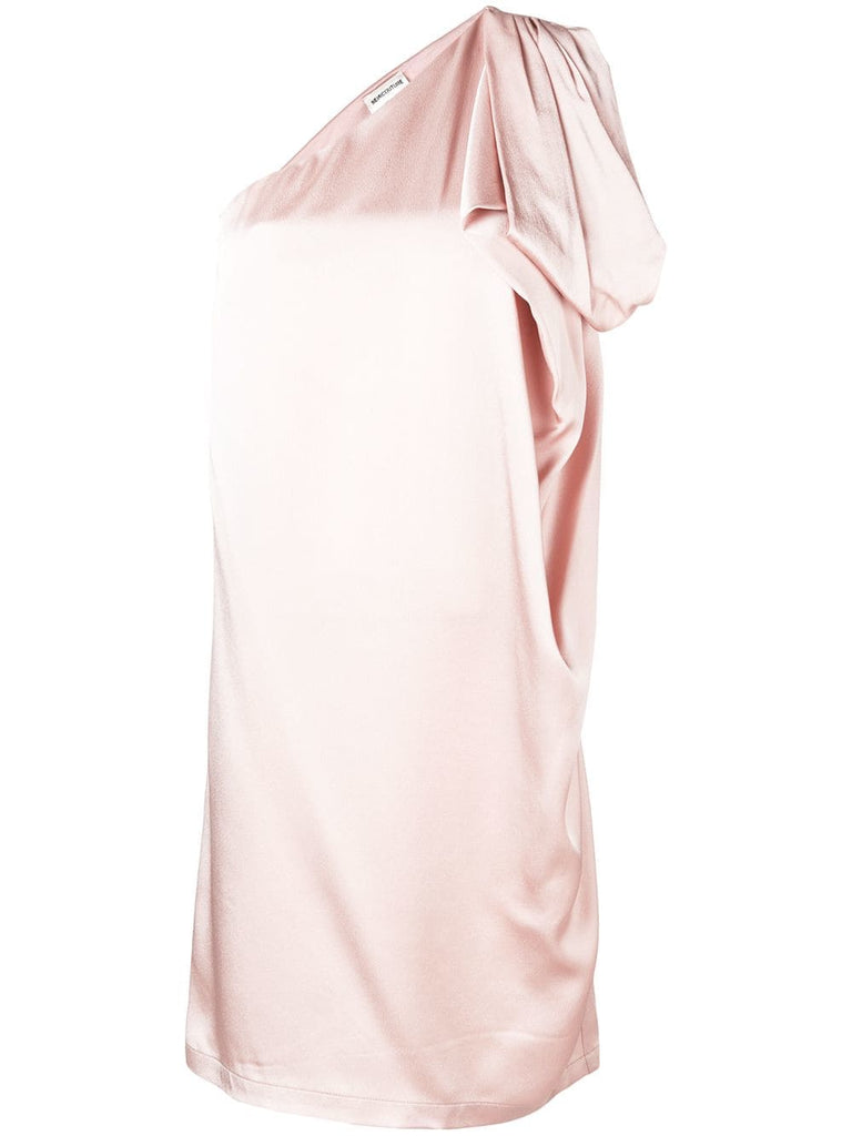 one shoulder draped dress