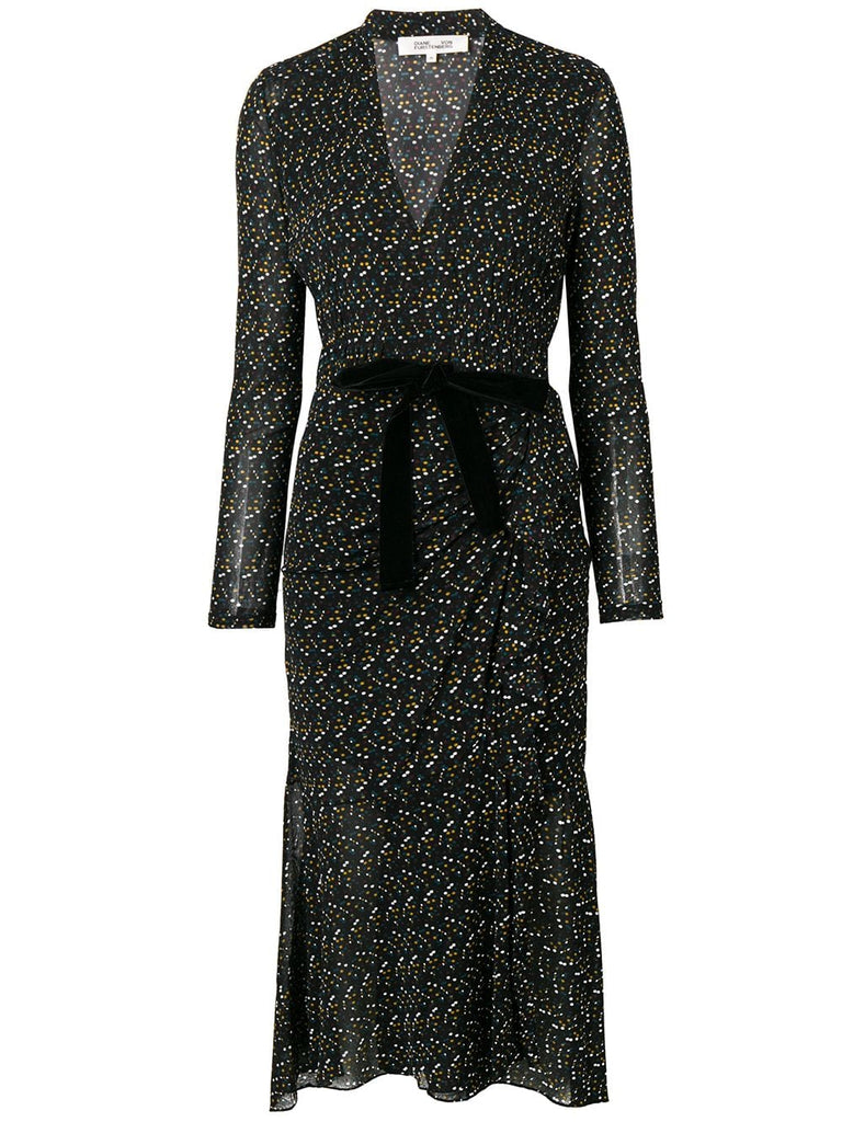 dot-print wrap dress