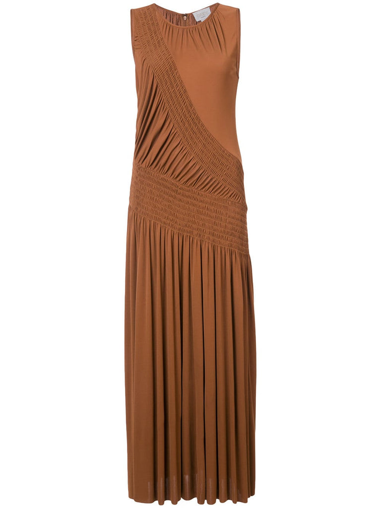 flared pleated midi dress