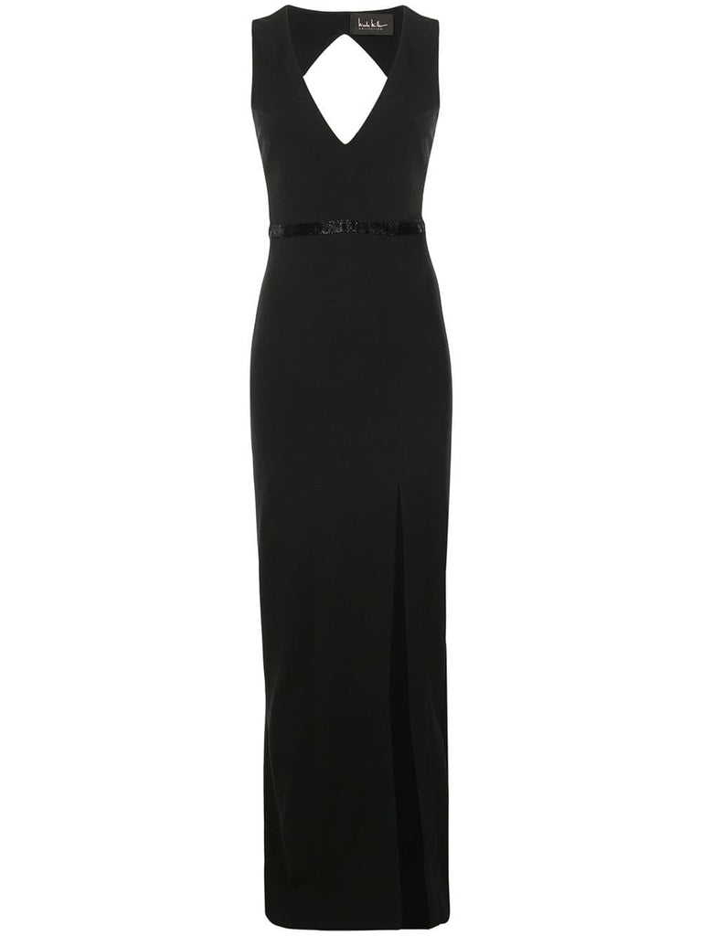 long V-neck gown