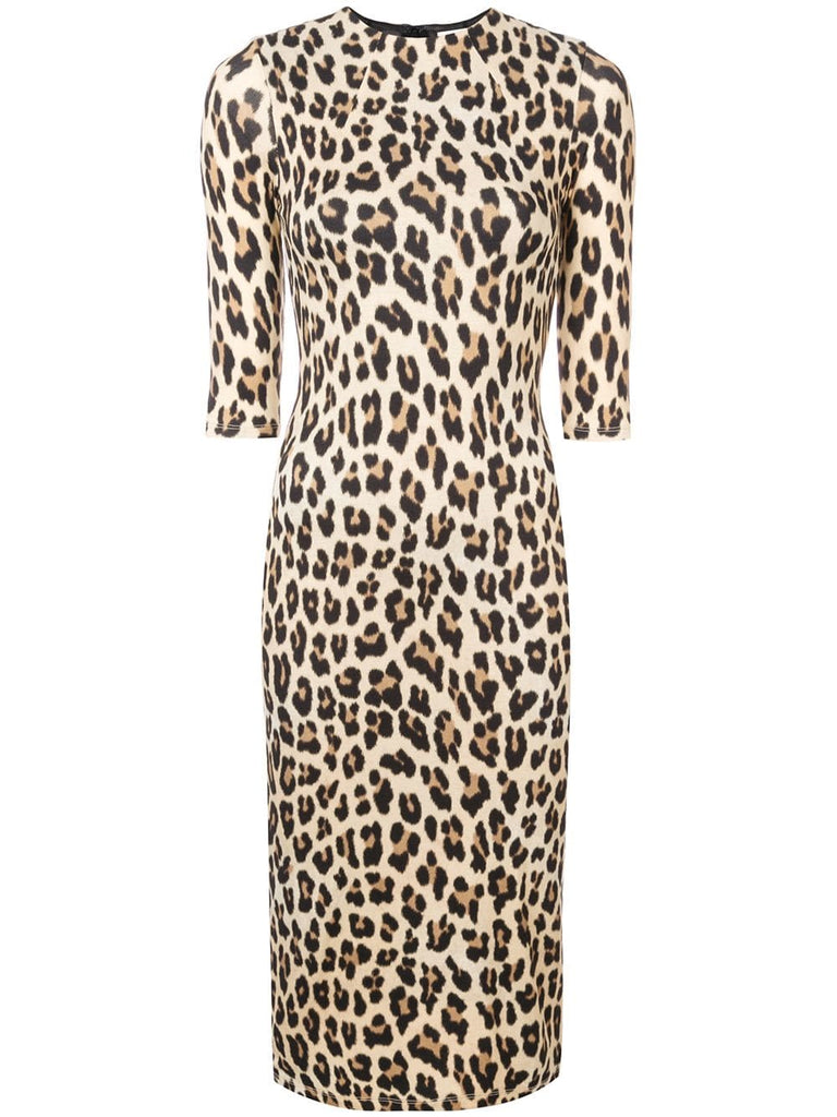 leopard print mid-length dress